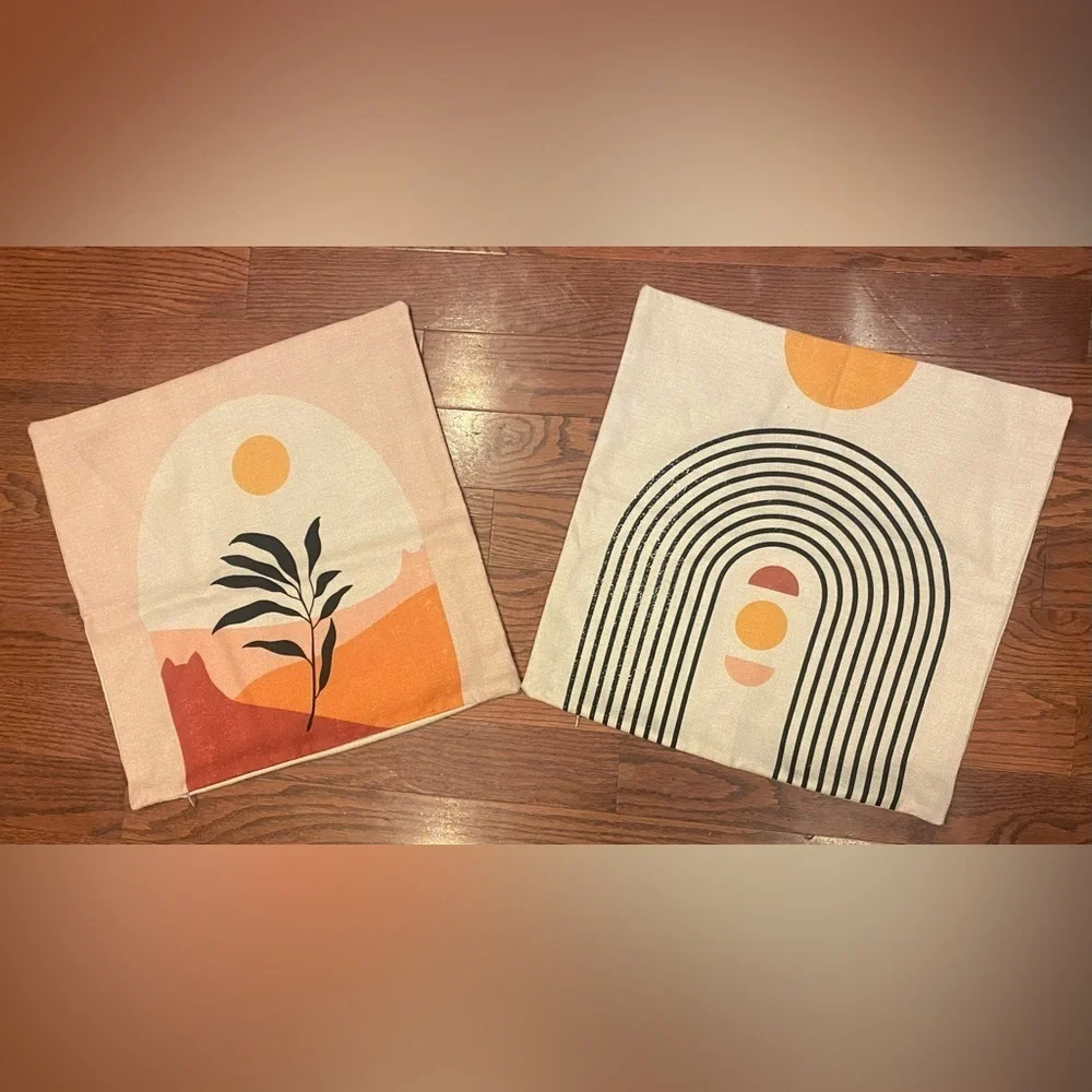 Pillow Covers Abstract Art Set of 2 Earth Tones 18”X18” Boho
